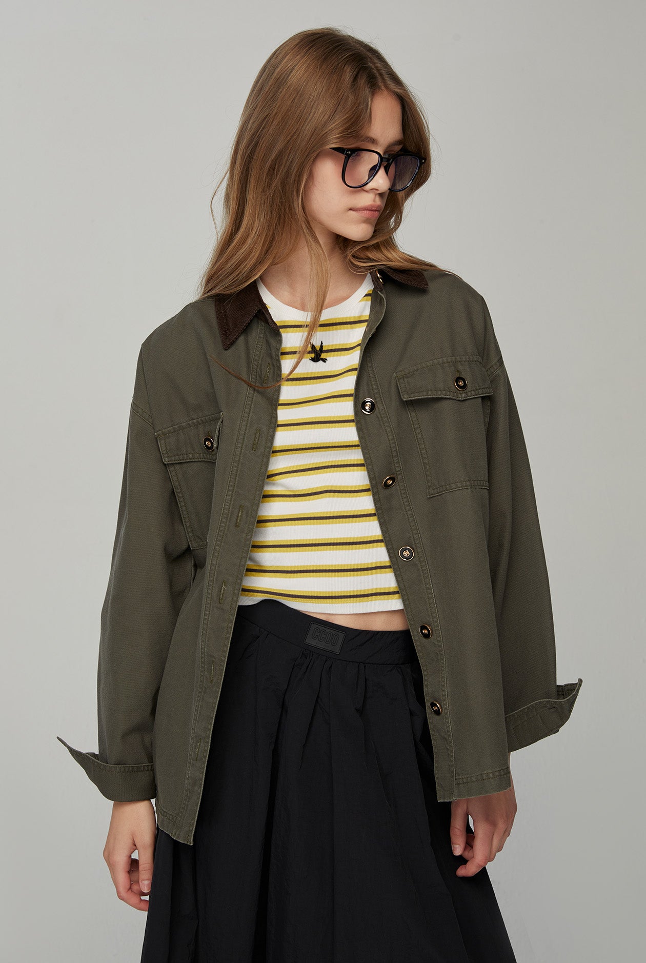 METAL BIRD LOGO STRIPED CROP TEE