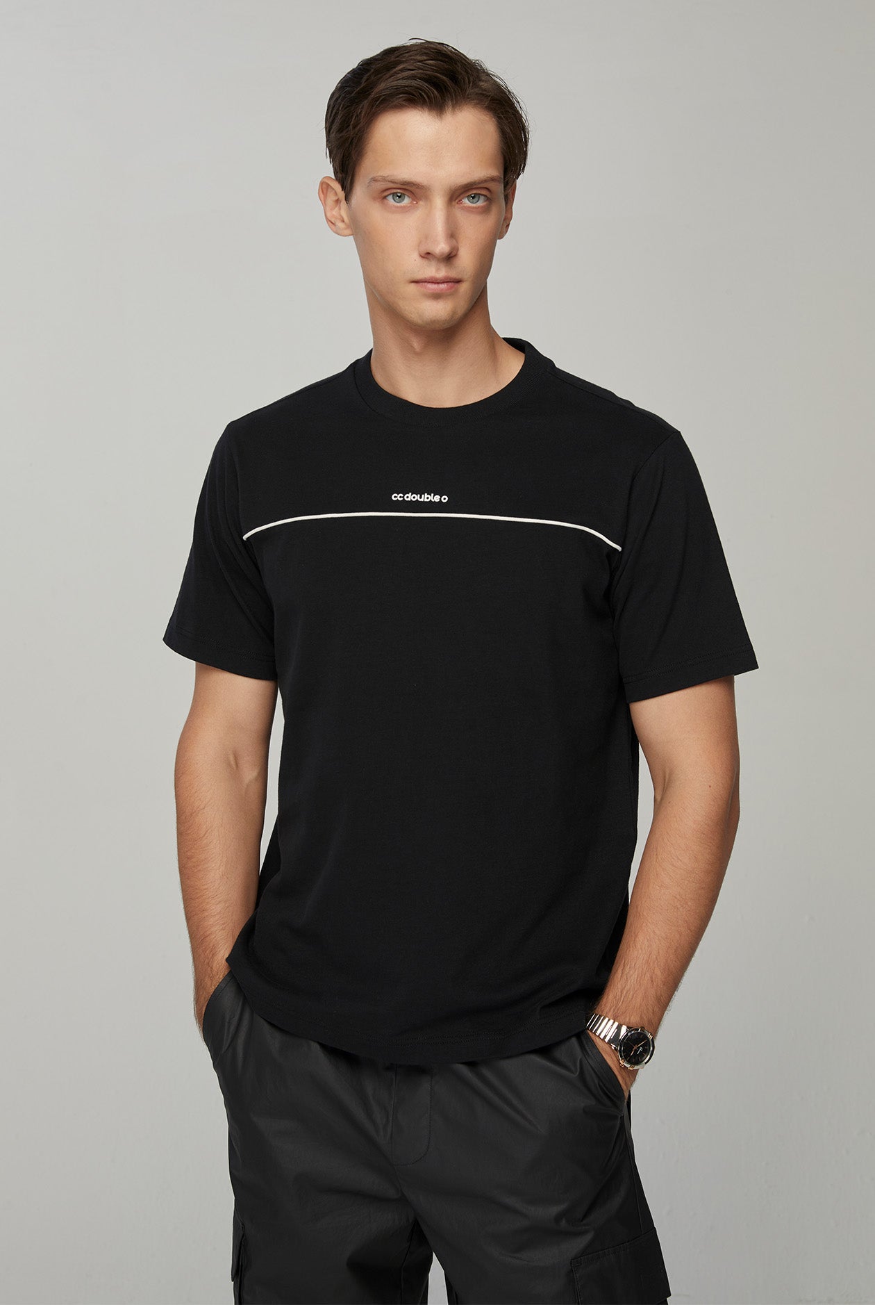 CHEST STRIPED SHORT SLEEVE TEE