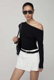 OFF-SHOULDER DRAPED TOP
