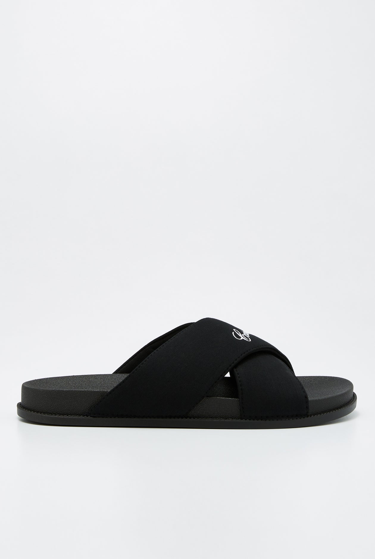 CROSS STRAP SLIDE SANDALS