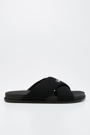 CROSS STRAP SLIDE SANDALS