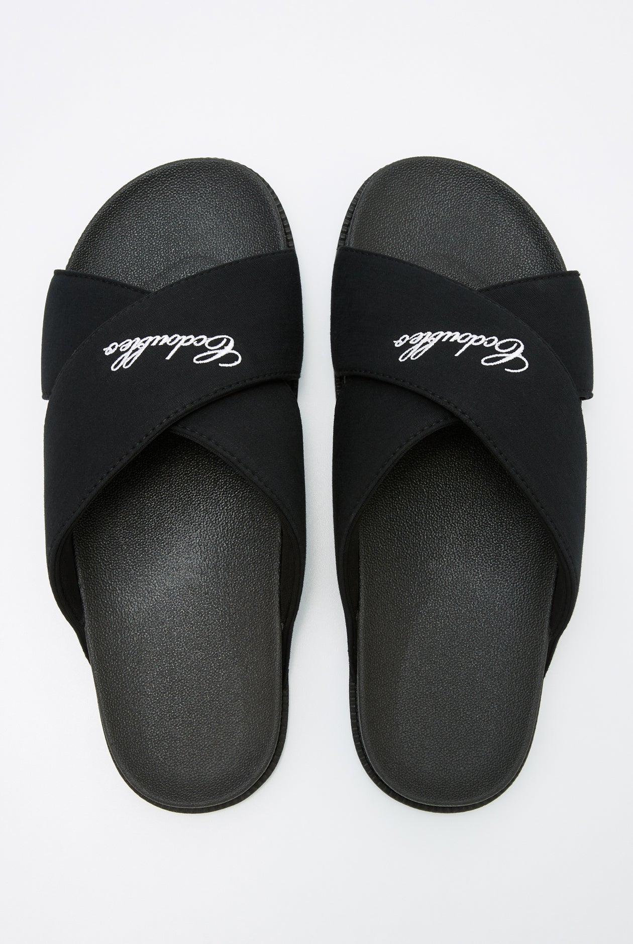 CROSS STRAP SLIDE SANDALS
