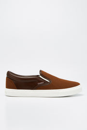 DARK BROWN SUEDE SLIP ON SHOES
