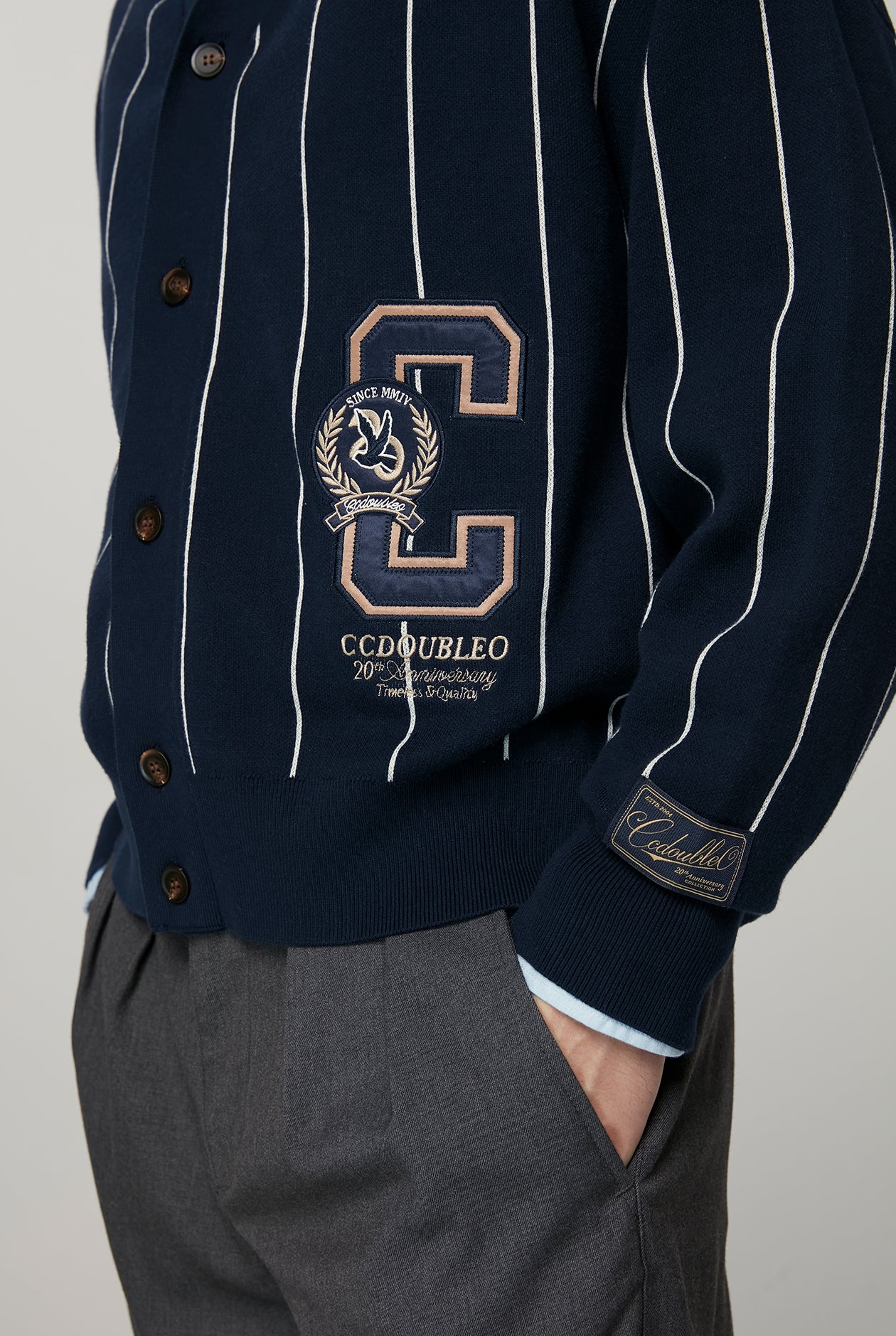 20th ANNIVERSARY "C" ICONIC STRIPED CARDIGAN