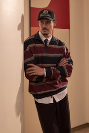 STRIPED HALF ZIP PULLOVER