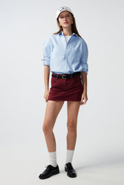 CHERRY RED DENIM SKIRT