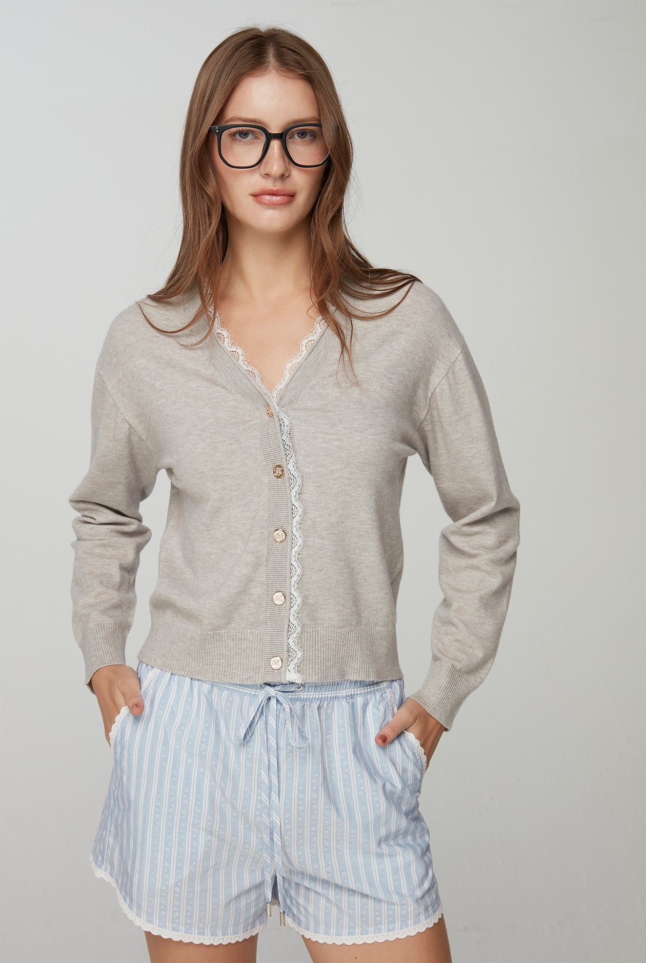 LACE TRIM CARDIGAN