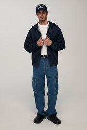 ZIP UP DENIM HOODIE