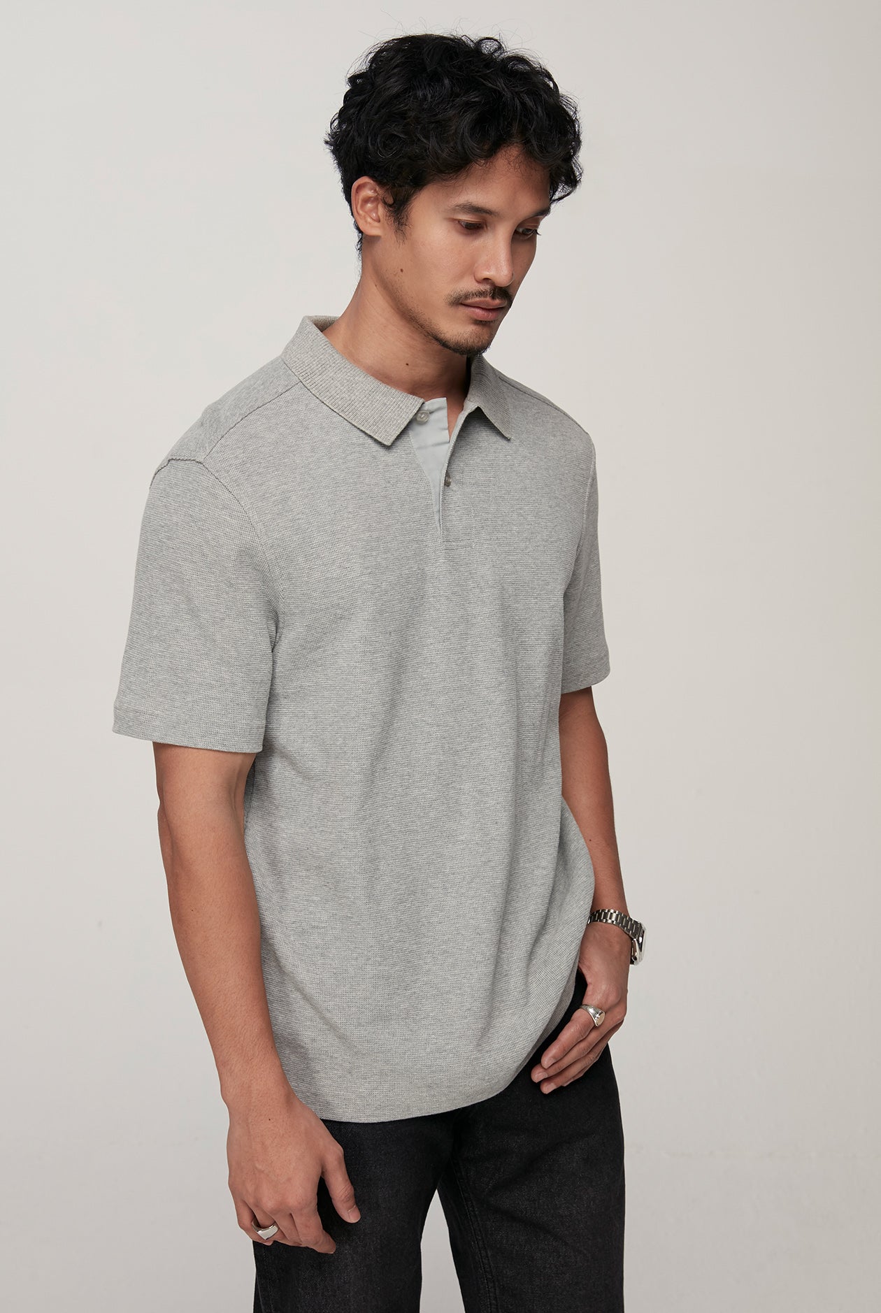 RELAXED WAFFLE POLO SHIRT