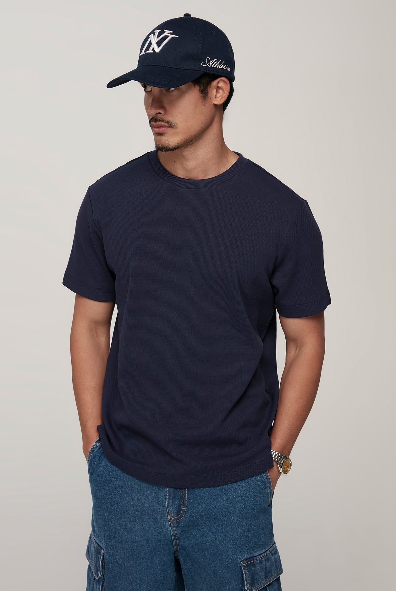 CHECKED WAFFLE TEE