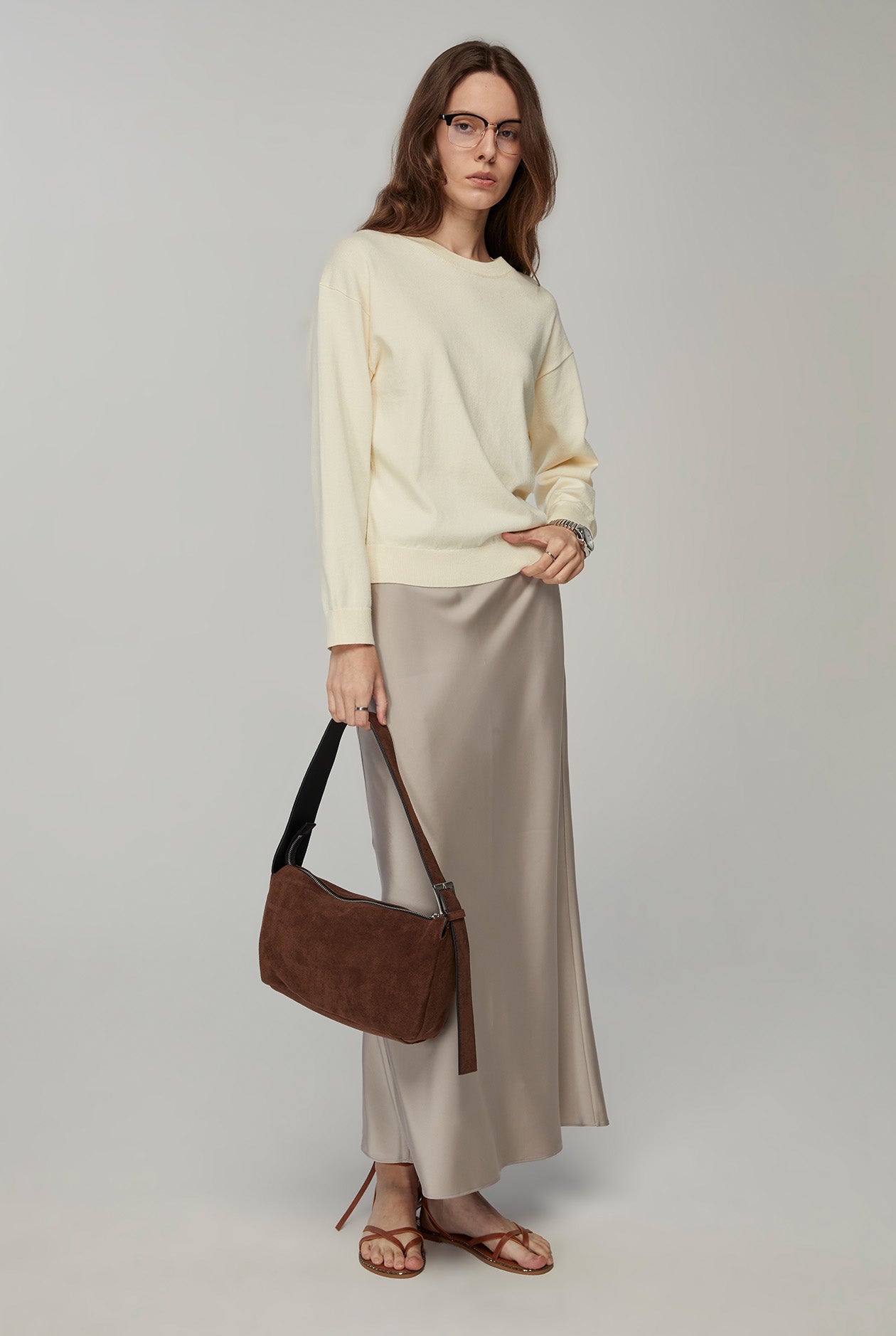 SATIN MIDI SKIRT