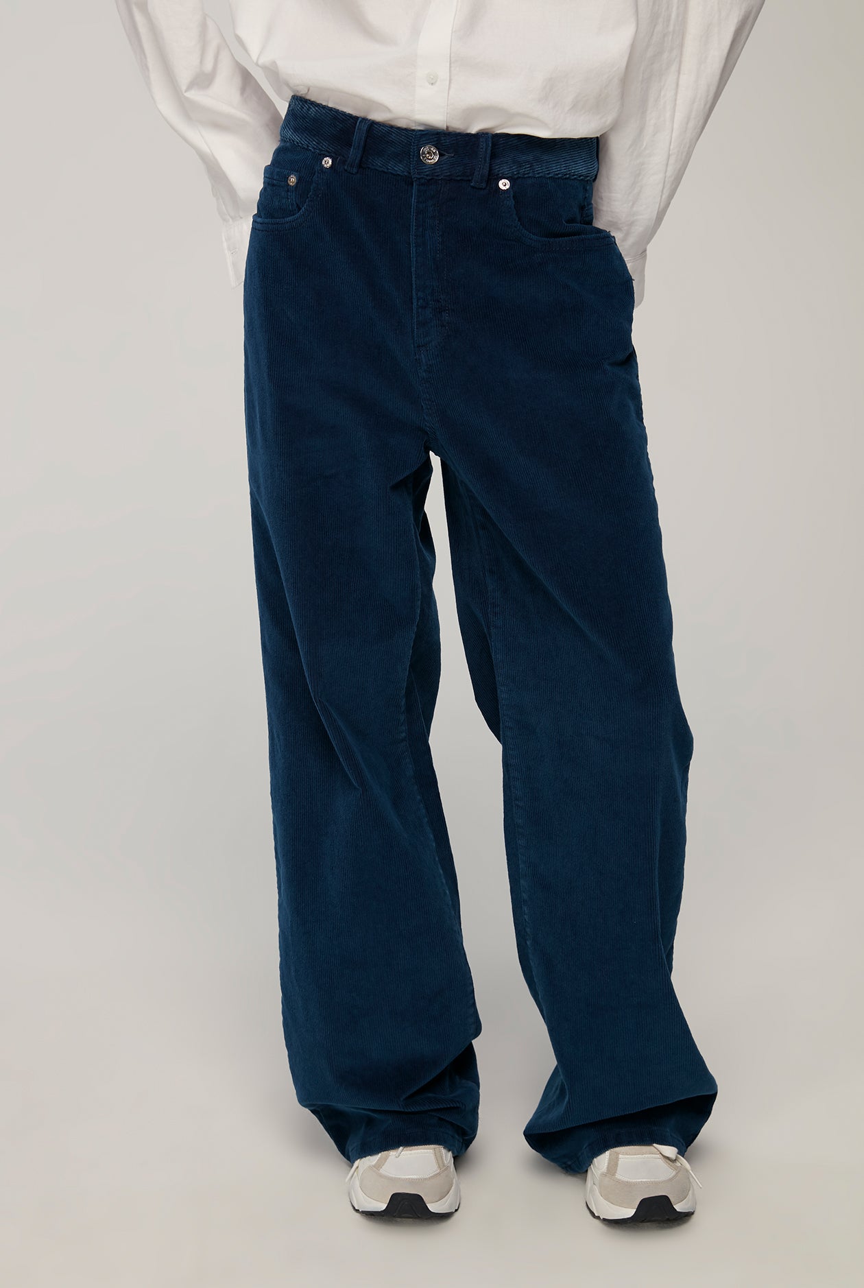 WASHED VELVET WIDE LEG PANTS
