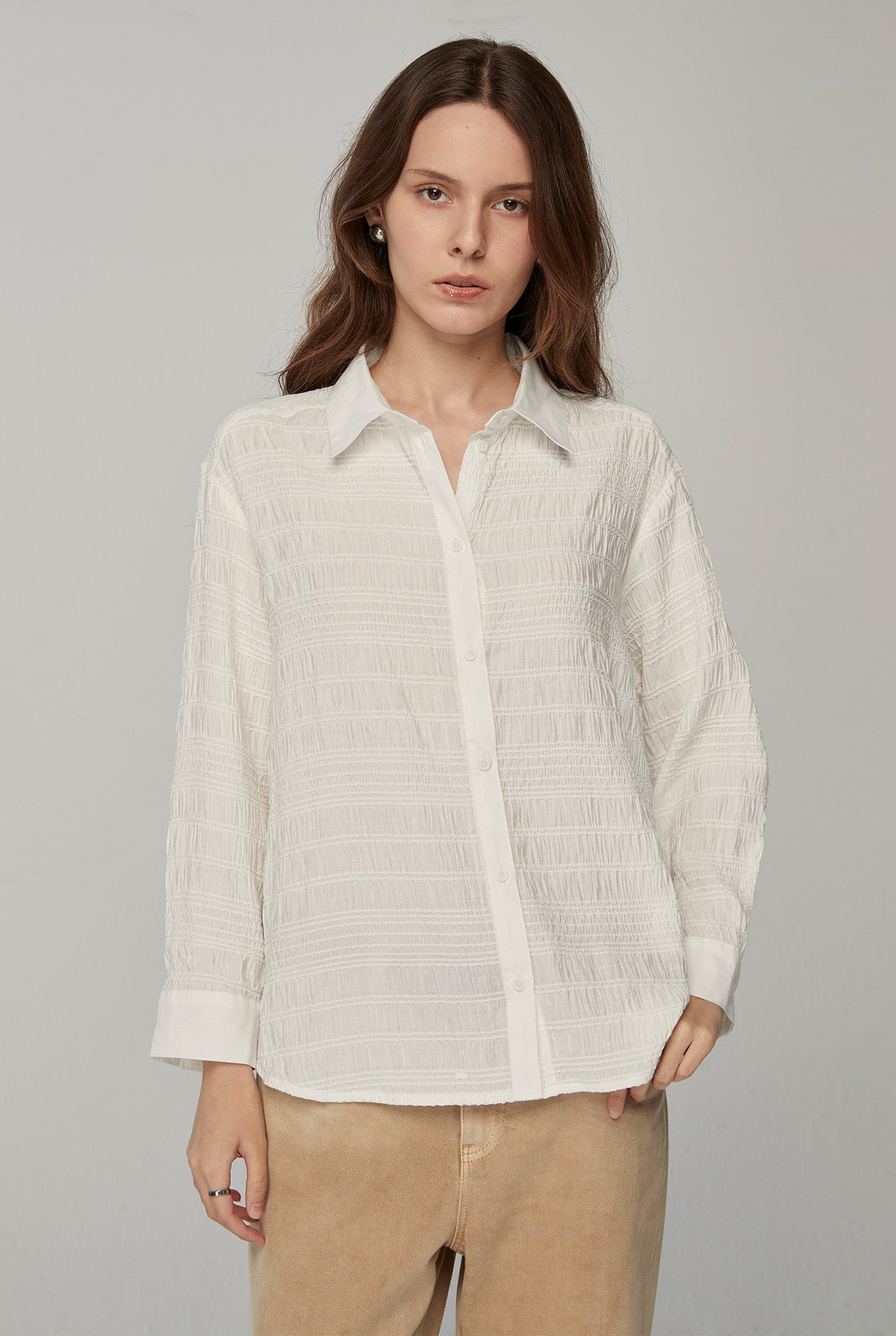 LONG SLEEVE PLEATED SHIRT