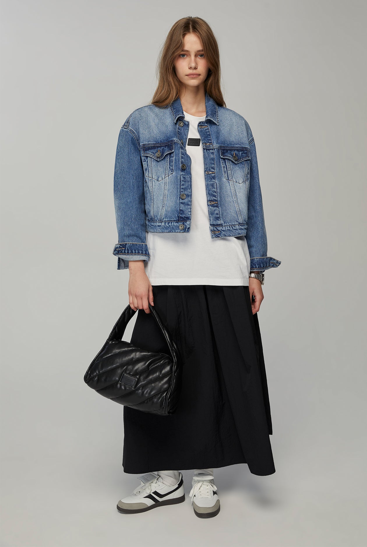 NYLON MIDI SKIRT