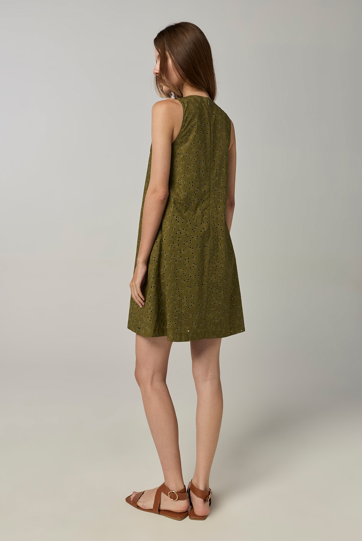 BURN OUT FLORAL SHIFT DRESS Green / XL