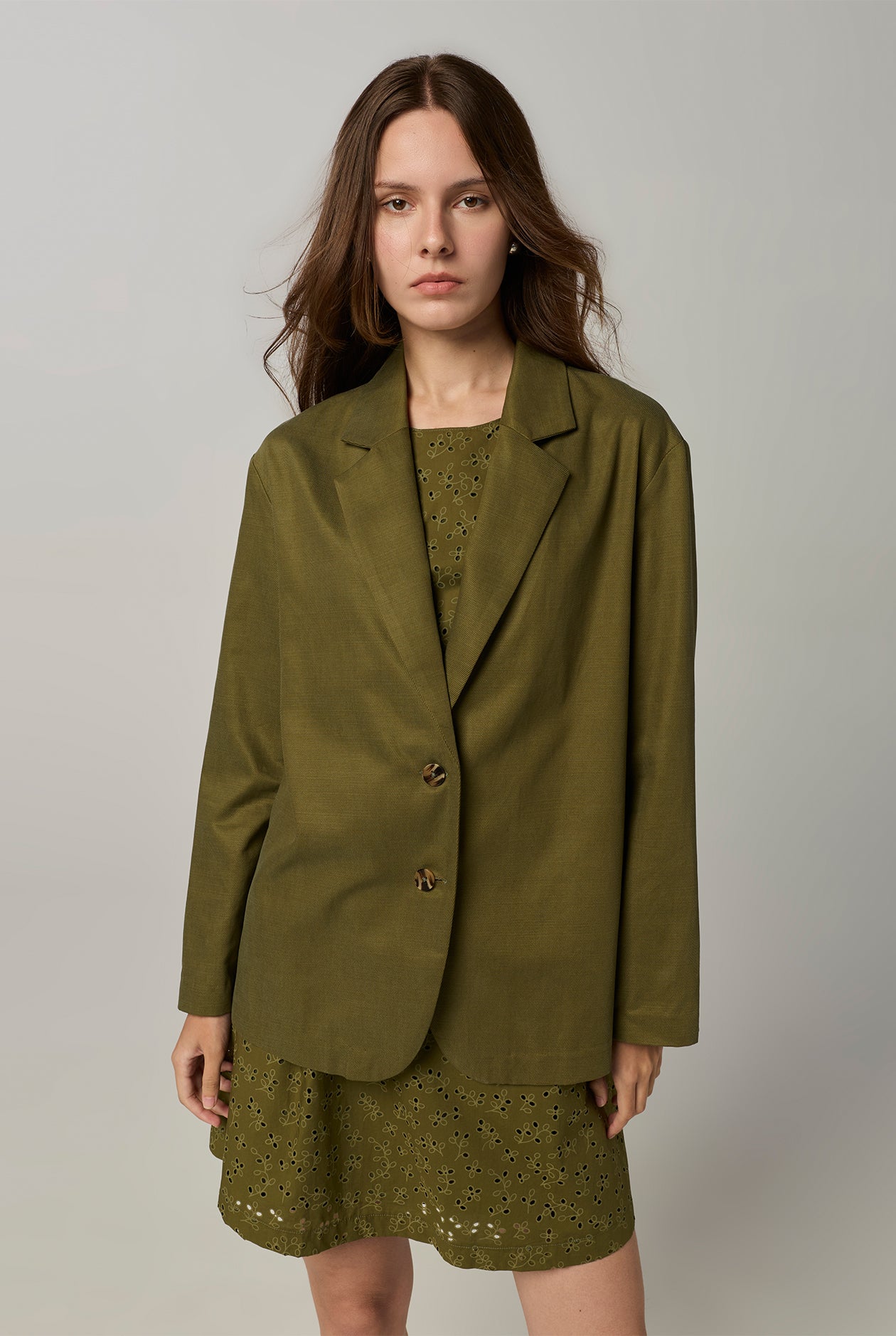 BASIC GREEN OVERSIZED FIT BLAZER Green / L