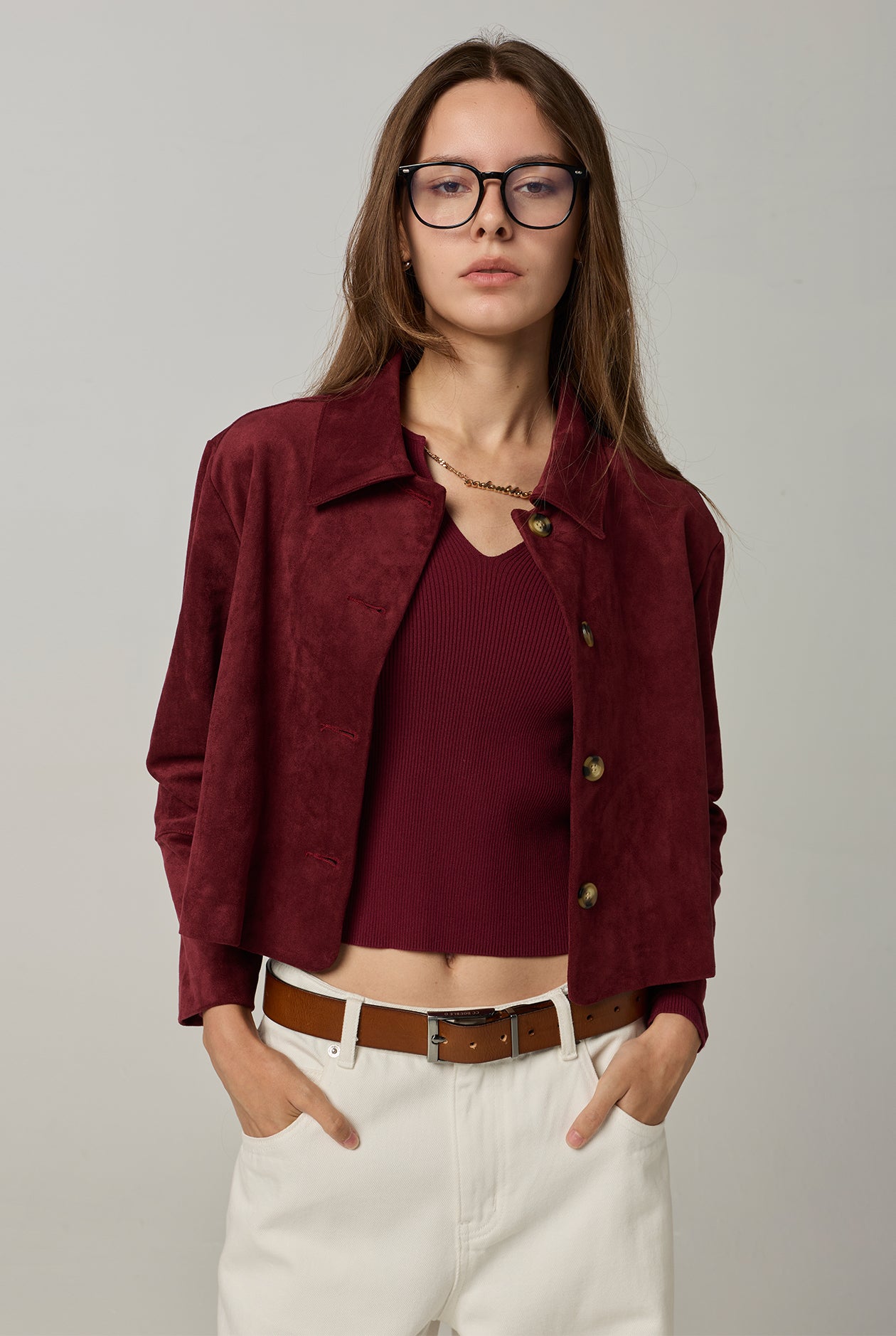 SUEDE JACKET Dark Red / L