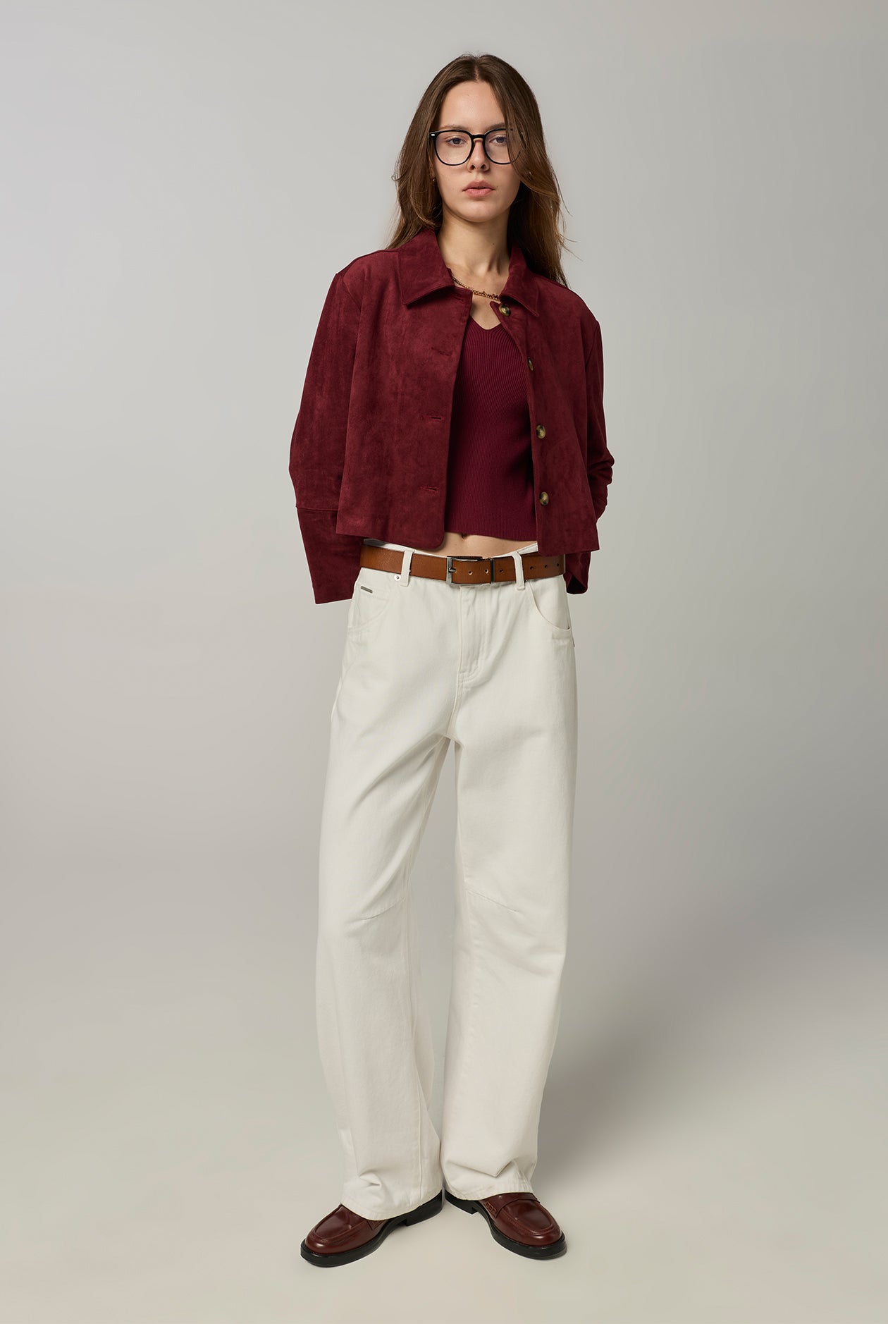 SUEDE JACKET Dark Red / L