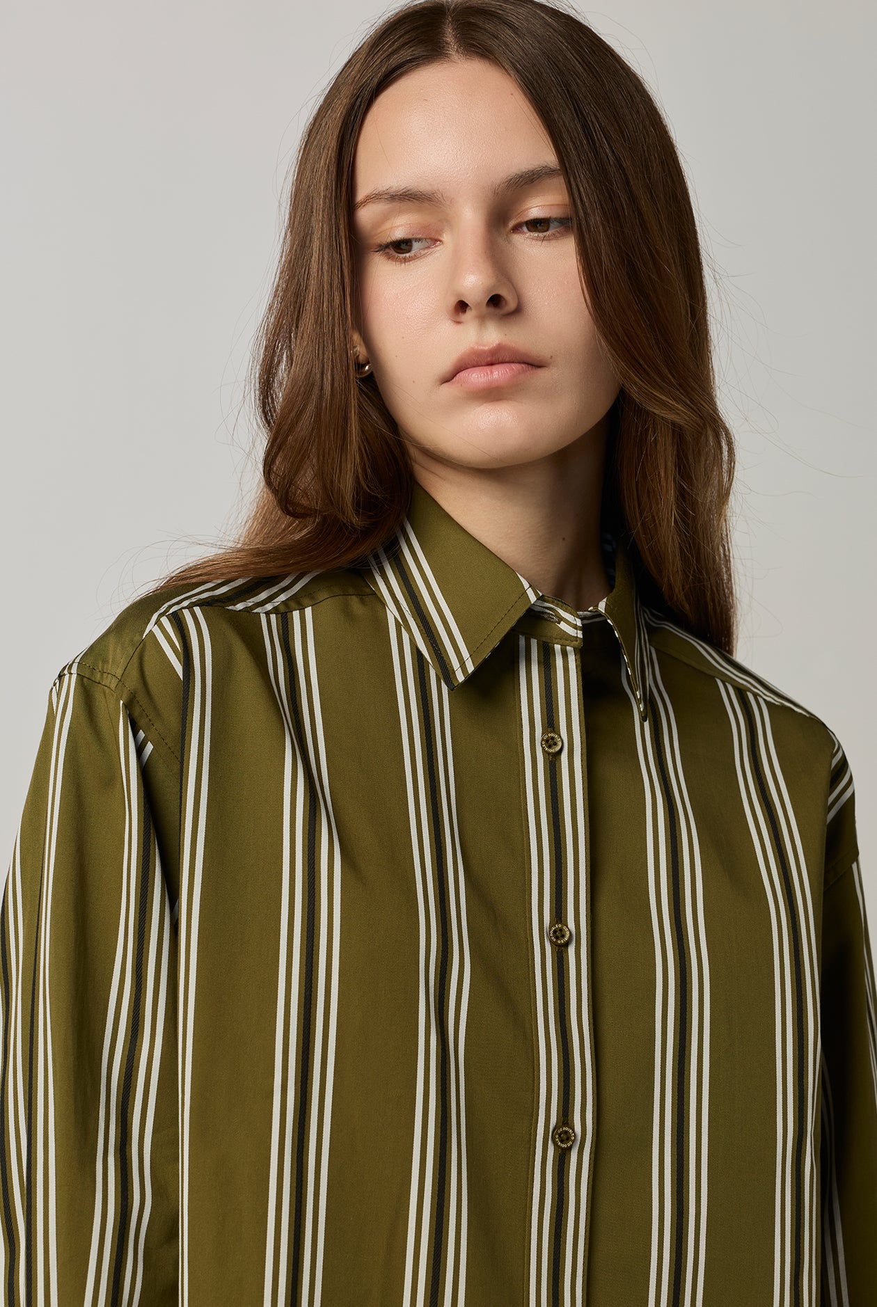 GREEN STRIPED POPLIN SHIRTS Green / L