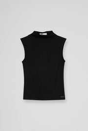 MOCK NECK SLEEVELESS TEE WITH LOGO