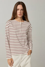 BOAT NECK STRIPED TEE Red / L