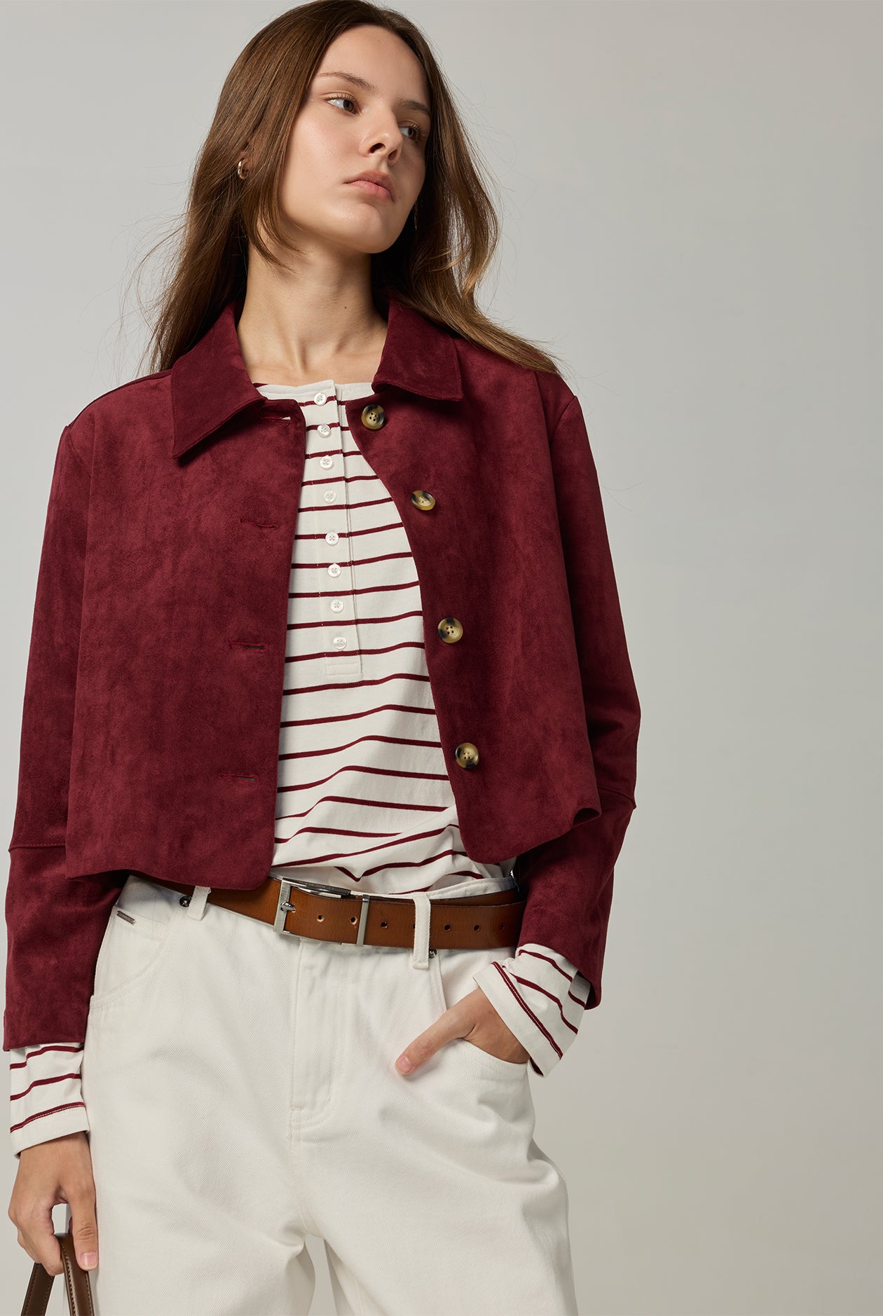 BOAT NECK STRIPED TEE Red / L