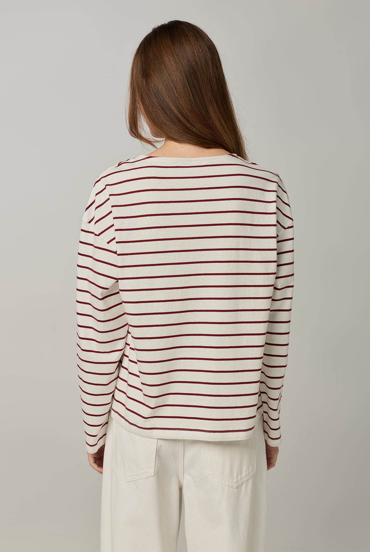 BOAT NECK STRIPED TEE Red / L