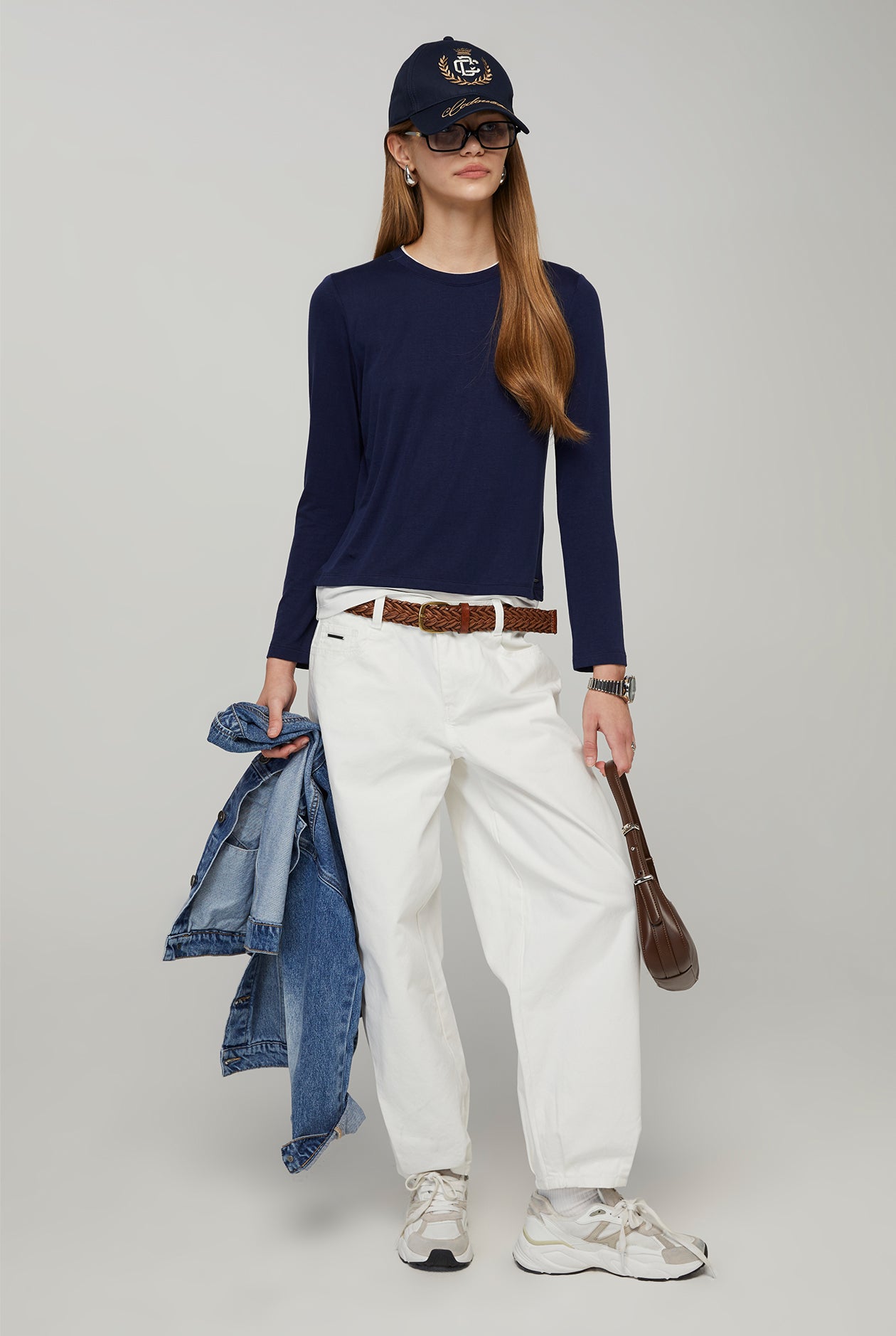 WHITE TWILL BARREL PANTS