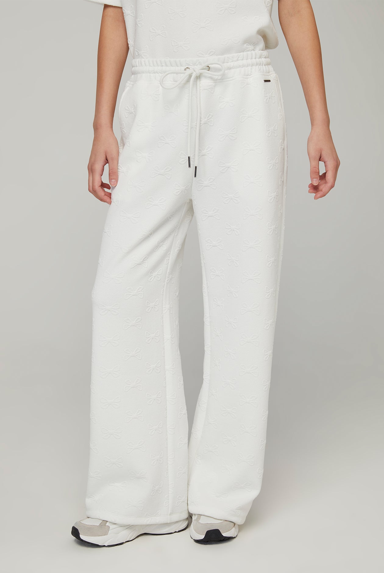 BOW JACQUARD WIDE LEG PANTS