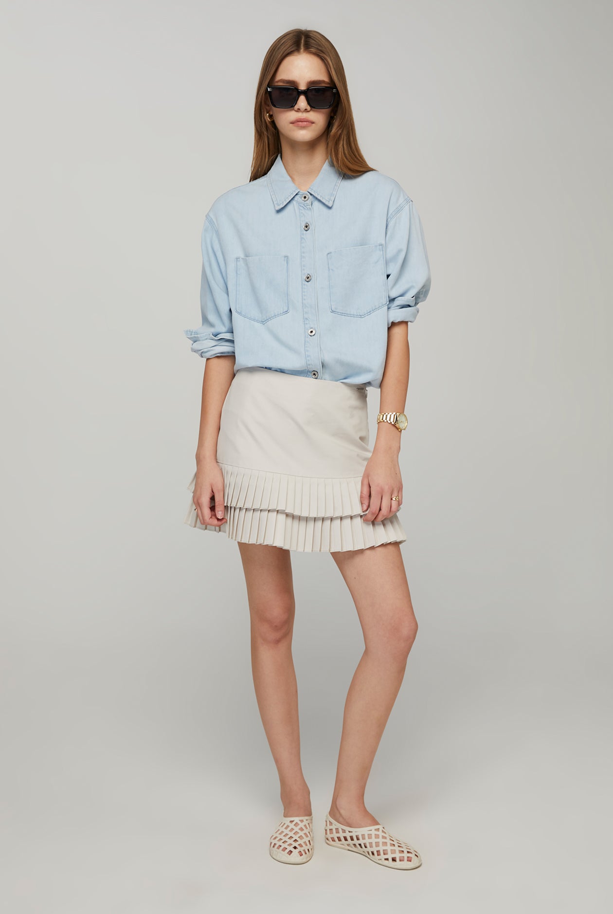 DOUBLE RUFFLE MINI SKIRT