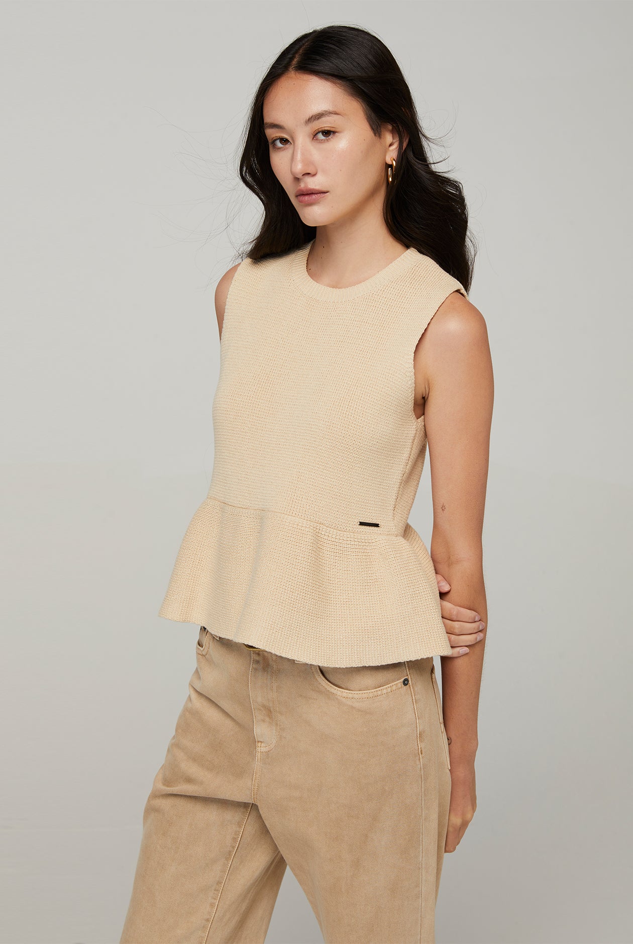 KNITTED PEPLUM TOP