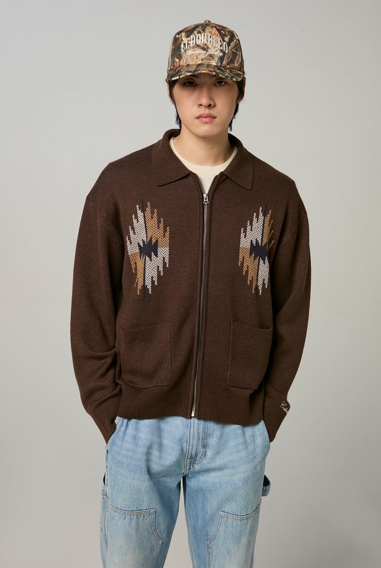 NATIVE ZIPPER KNITTED JACKET