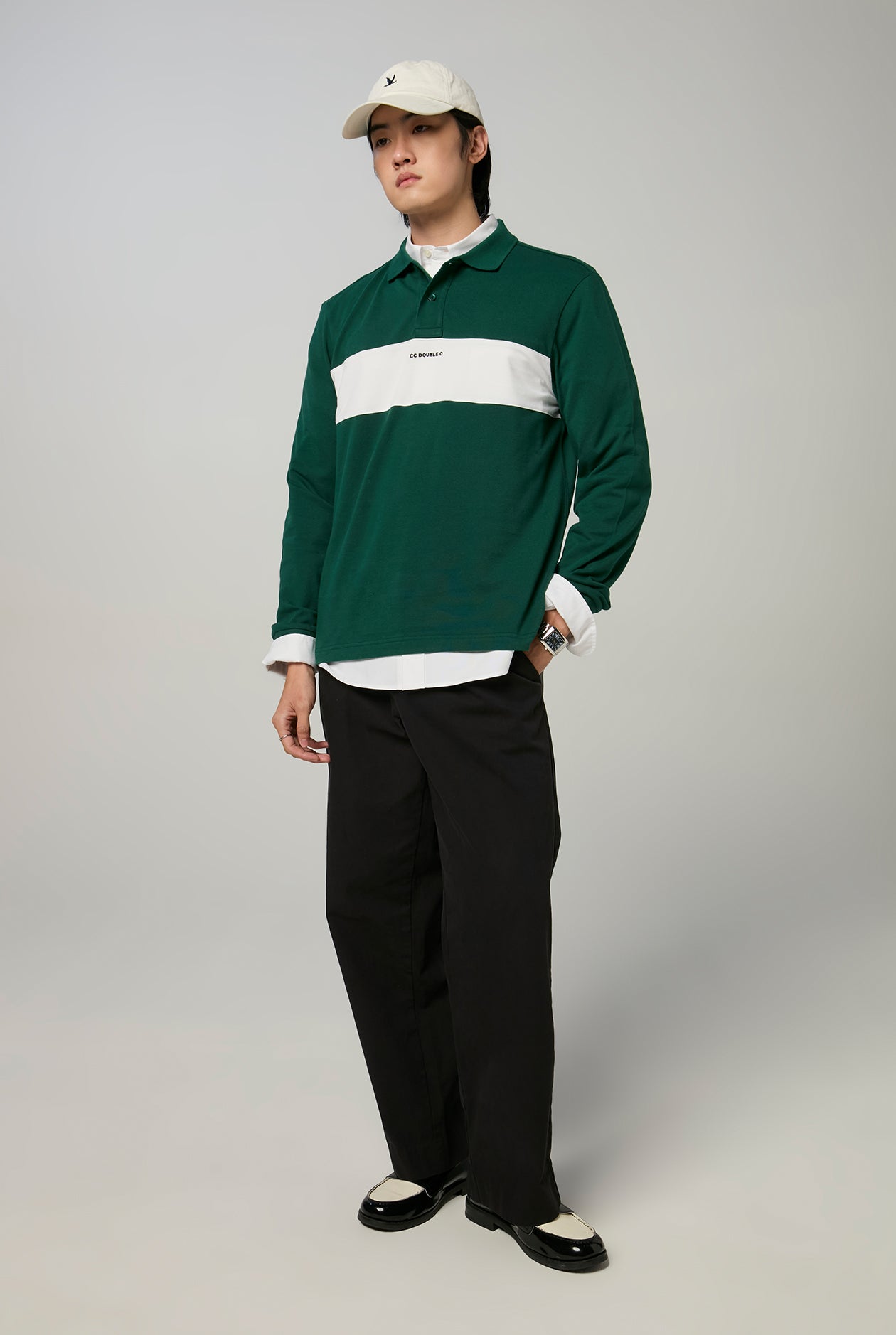 CONTRAST PANEL KNIT POLO