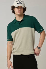 CONTRAST PANEL KNIT POLO