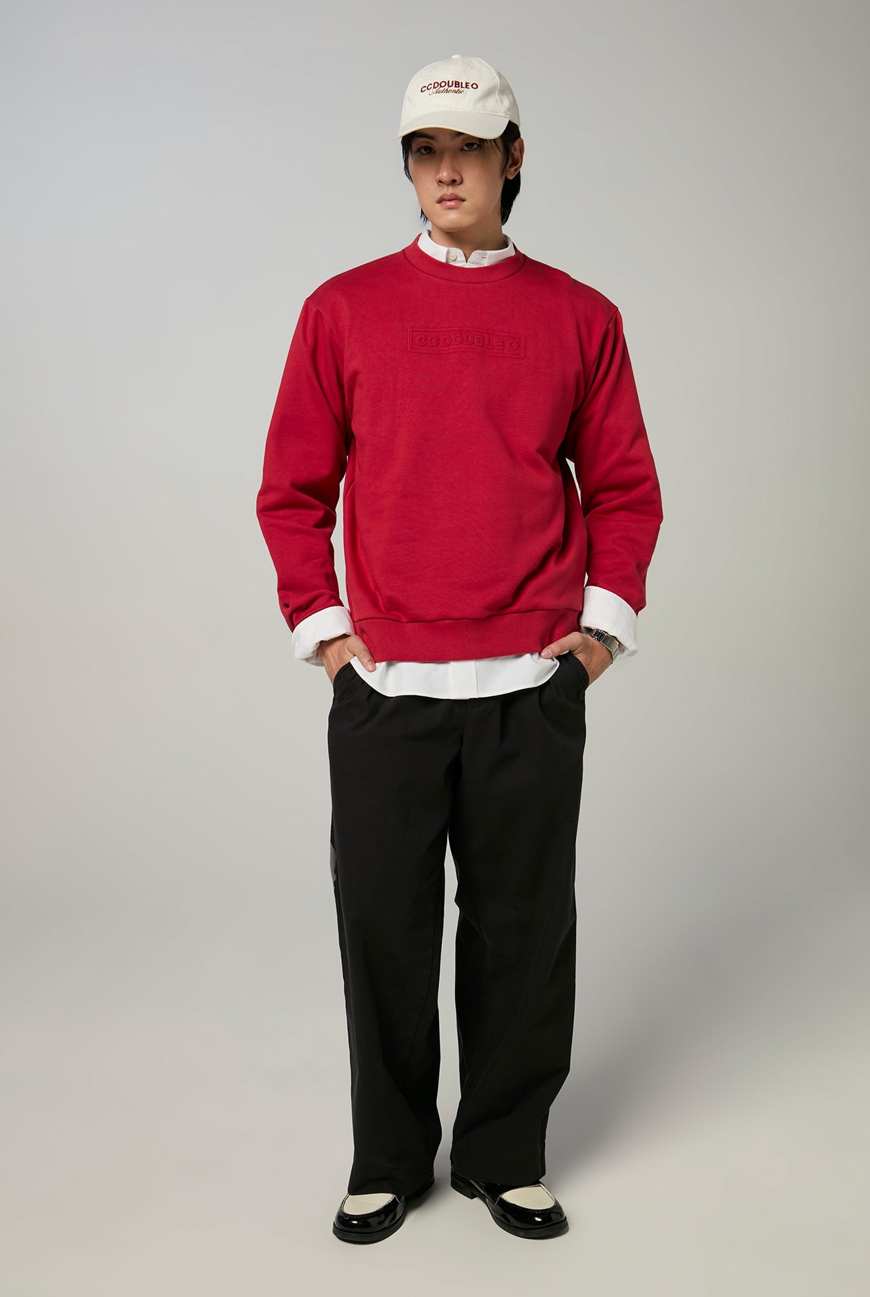 EMBOSSED LOGO KNITTED PULLOVER Red / XL