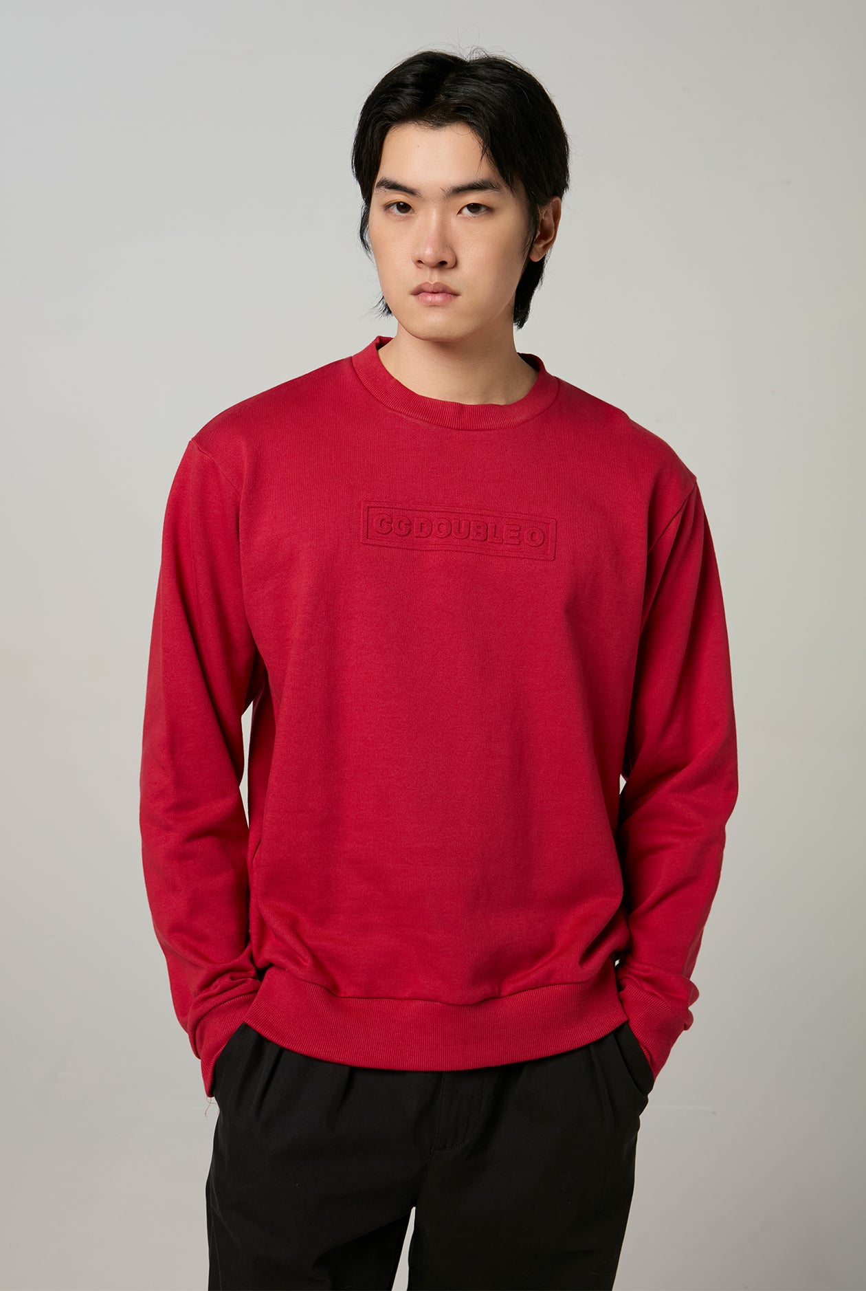 EMBOSSED LOGO KNITTED PULLOVER Red / XL