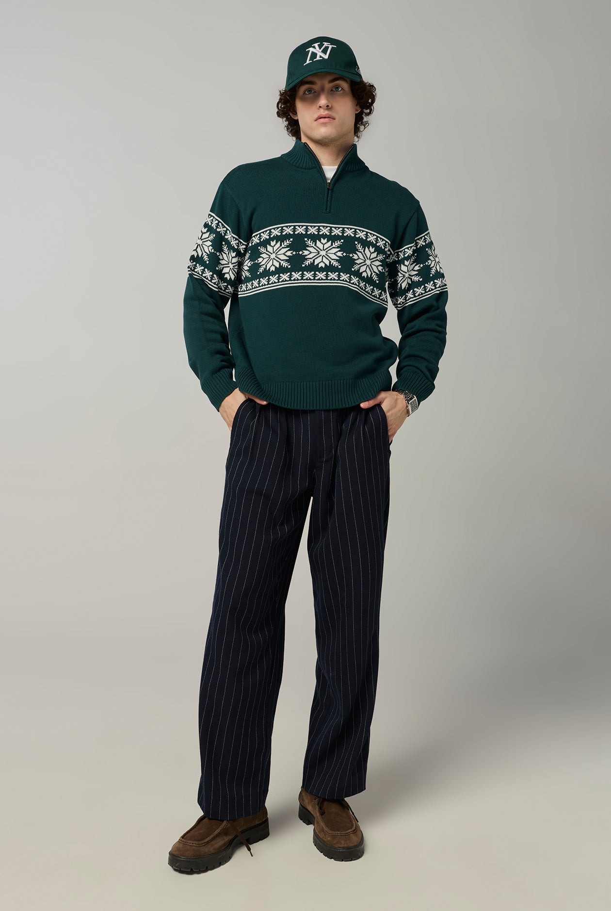 HALF-ZIP FAIR ISLE SWEATER