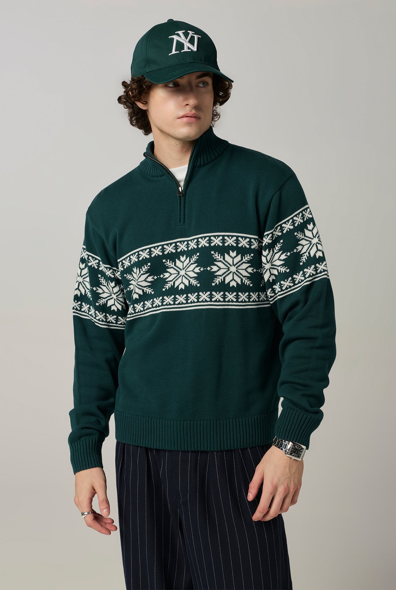 HALF-ZIP FAIR ISLE SWEATER