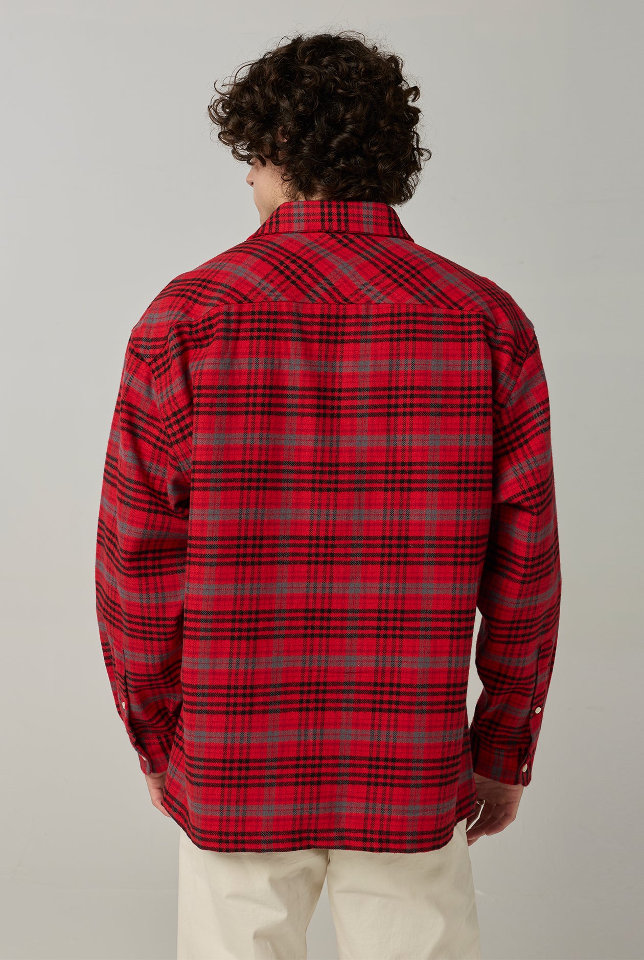 OVERSIZED CHECK LONG SLEEVE SHIRT Red / XL