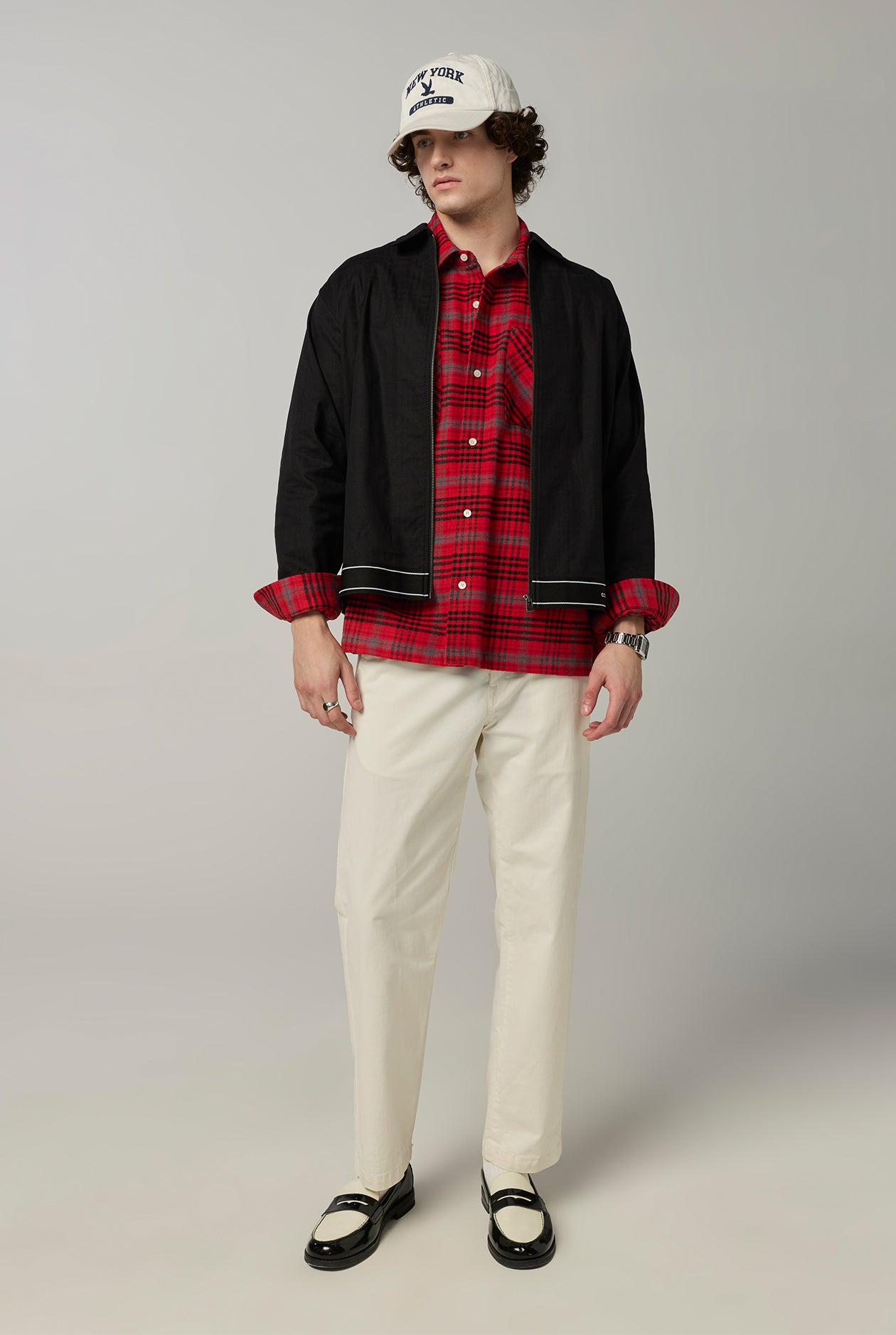 OVERSIZED CHECK LONG SLEEVE SHIRT Red / XL