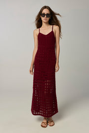 CROCHET MAXI DRESS Red / L