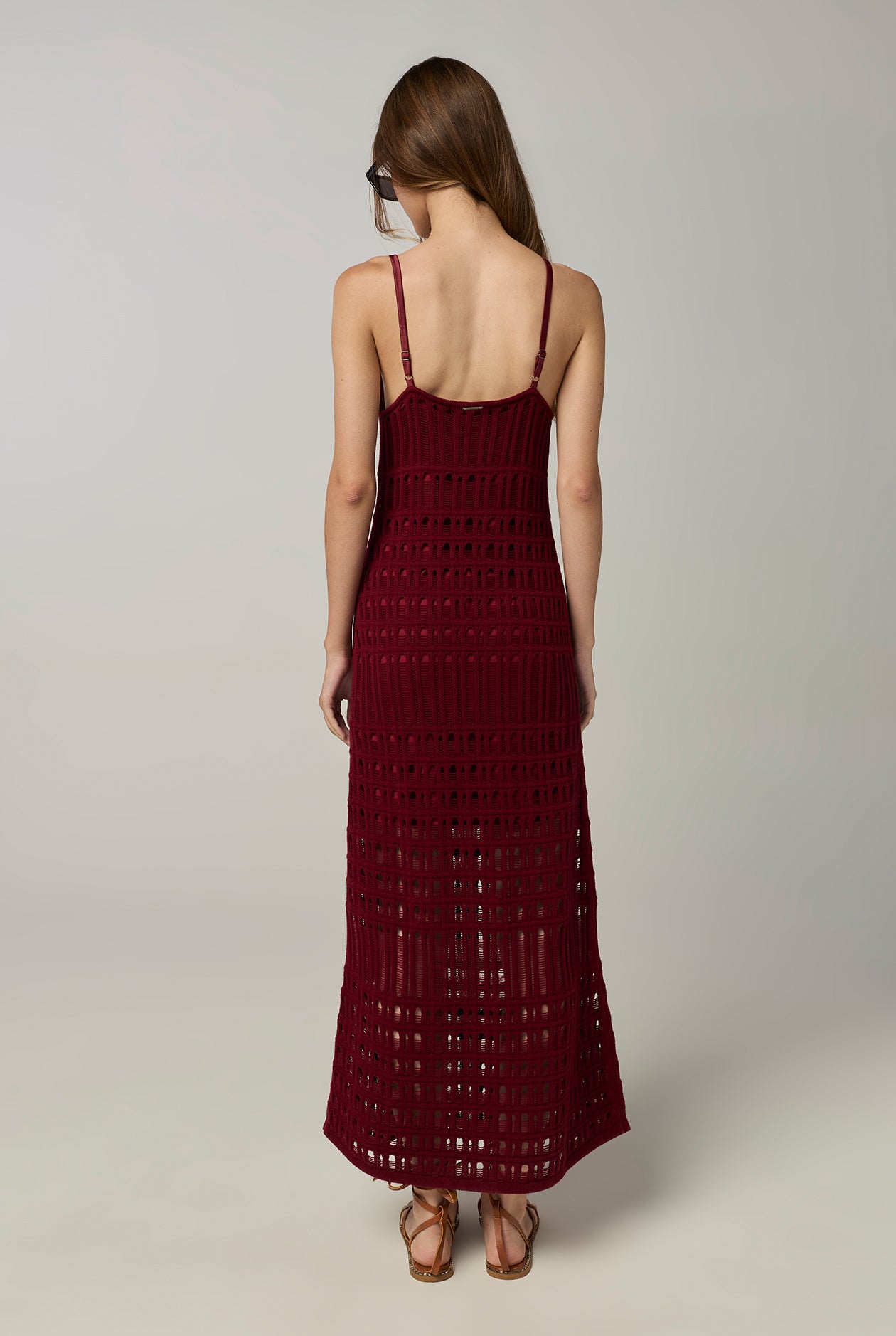 CROCHET MAXI DRESS Red / L