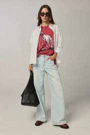 WOMAN ILLUSTRATION OVERSIZED TEE Red / L