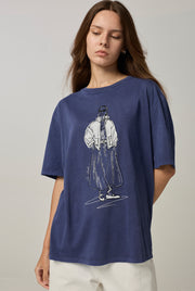 WOMAN GRAPHIC OVERSIZED TEE Blue / L