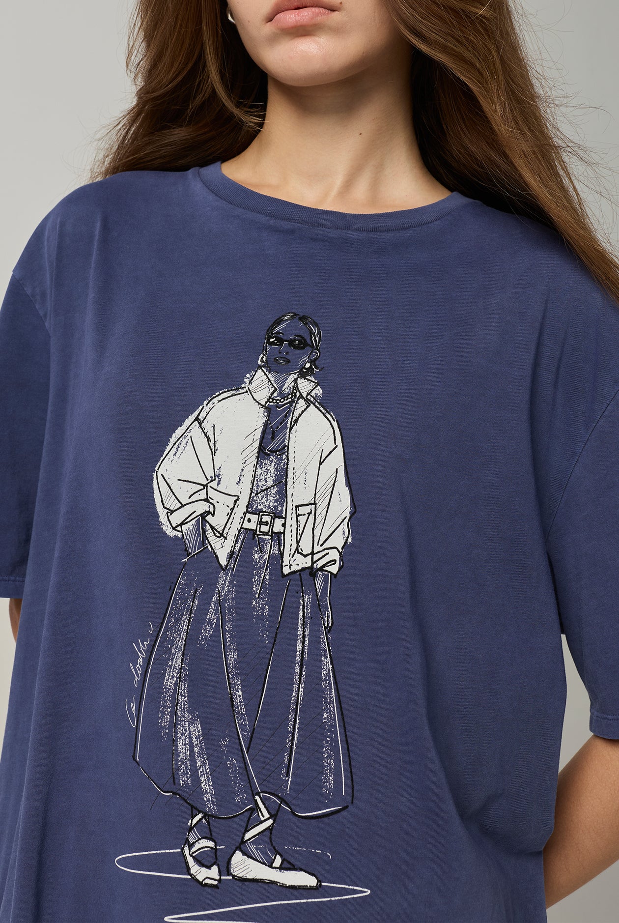 WOMAN GRAPHIC OVERSIZED TEE Blue / L