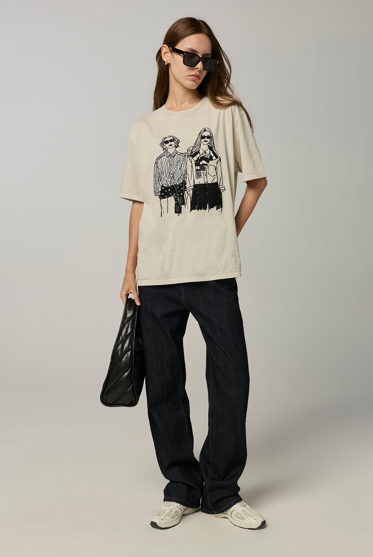 DUO WOMEN GRAPHIC OVERSIZED TEE Beige / L