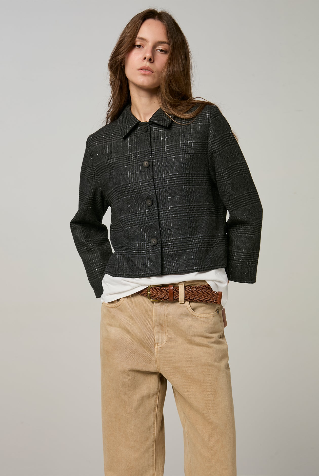 LUREX CHECK CROPPED JACKET