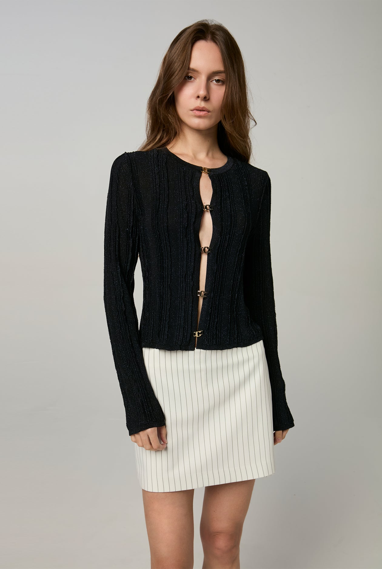 C-BUTTON LUREX CARDIGAN