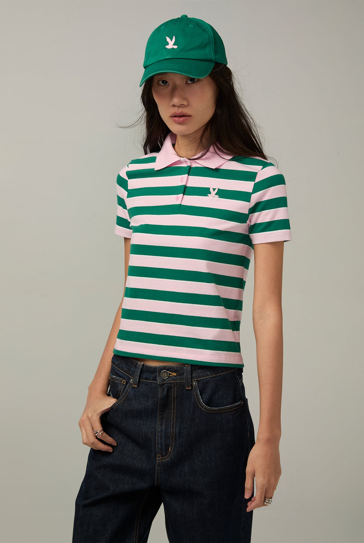 PINK STRIPED POLO Pink / L