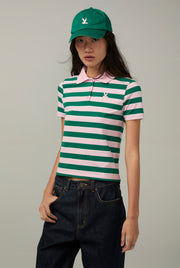 PINK STRIPED POLO Pink / L